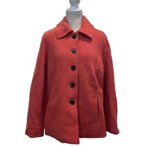 Appleseeds 100% Wool Peacoat Womens Size 12 Coral Button Up Pockets Classic